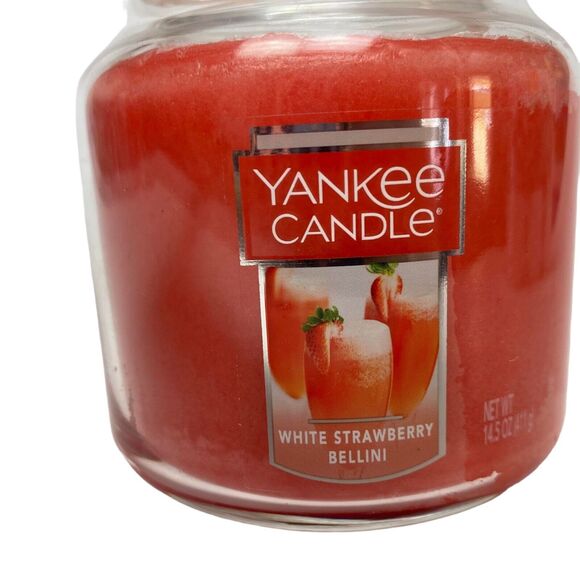 Yankee Candle White Strawberry Bellini Jar Candle 14.5 oz.  Holiday Scent - Picture 6 of 8